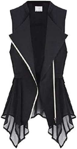 Babyhclub Women Casual Sleeveless Waistcoat Suit Vest Chiffon Blouse Tops