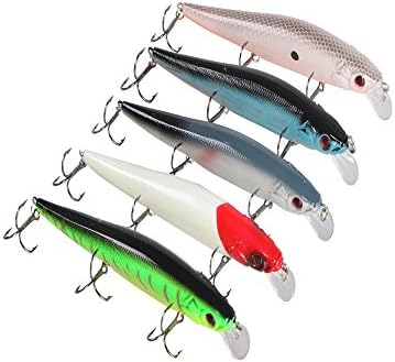 AiSung 5pcs 0.05 lb 5.5 inches Plastic 3D Fishing Eyes Hard Lures Bass Baits Topwater Floating Life-like Swimbait