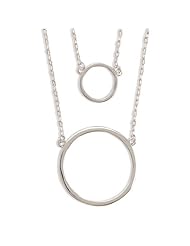 MMA Silver - 15 inch+2 inchExtension Double Graduated Strand Necklace with Cut Out Circles