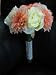 Silk Orange Dahlia White Rose Bridal Bouquet with Rhinestone Stem
