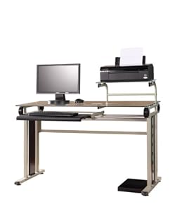 computer desk with printer shelf