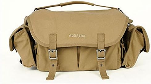 Courser professional waterproof canvas shoulder camera DSLR bag - Khaki 2 Free small bag