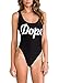 Women's Letter Print Backless One Piece Monokini Bikini (XXXL, Black)