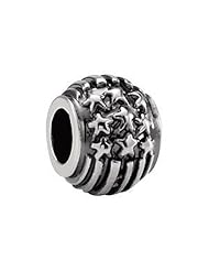 Sterling Silver Kera American Flag Bead Fits Pandora