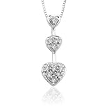 10k White or Yellow Gold Diamond Triple Heart Pendant (1/10 cttw, J-K Color, I2-I3 Clarity)