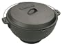 Bayou Classic 7419 11-Quart Cast-Iron Jambalaya Pot/Deep Fryer with Domed Lid