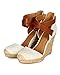 Women Linen Capped Toe Espadrille Cross Ankle Strap D'Orsay Platform Wedge Heel CB66 - Bone
