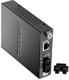 TRENDnet 100Base-TX to 100Base-FX Multi Mode SC Fiber Converter (2 Km, 1.2 Miles) TFC-110MSC (Black)