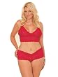 Plus Size Red Lace Cami Set Matching Boyshorts Sexy Panties Lingerie Set