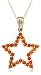10k Yellow Gold, October Birthstone, Lab-Created Orange Sapphire Star Pendant, 18