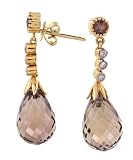 14K Yellow Gold Smoky Topaz Diamond Earrings