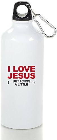WATE I Love Jesus But I Cuss A Little Aluminum Water Sports Bottle White For Traveling Climbing Hiking Biking