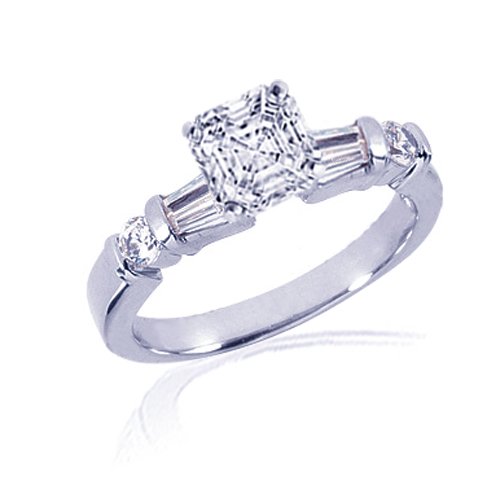 1.25 Ct Asscher Cut Diamond Engagement Ring VS2 EGL 14K