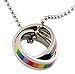 PAMTIER GAY Pride Rainbow Double Cross Rings Pendant Necklace Lgbt Lesbian Flag with Chain Homosexual