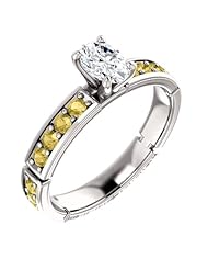 Platinum Oval Cut White and Yellow Diamond Ring -- LIFETIME WARRANTY