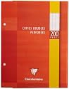 Clairefontaine, 1 pochette de 200 Feuilles mobiles, copies doubles perforées à grand carreaux, format : 17x22cm