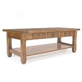 Zocalo Hartford Coffee Table - 3 Drawers - 1 Shelf - Oak & Ash - Rustic Finish