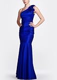 David's Bridal One Shoulder Taffeta Gown with Ruching Style 211S20890