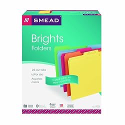 Smead File Folders, Letter Size, 11 Point, 1/3 Cut Tab, Assorted Colors, 100 Per Box (11943)