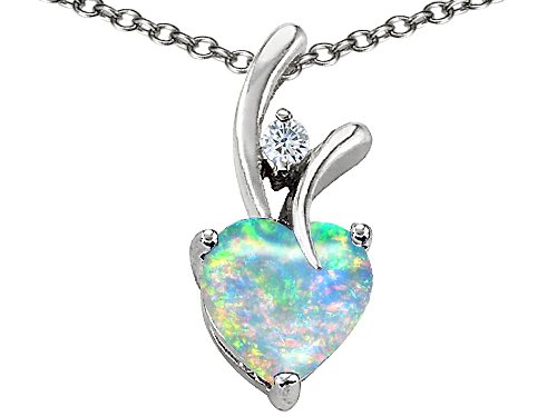 :1.95 cttw 925 Sterling Silver 14K White Gold Plated Lab Created Heart Shaped Opal Pendant - Gold Plated Silver