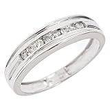 1/7 CT. T.W. Round Cut Diamond Ladies' Wedding Band 10K White Gold - Size 7