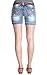 WallFlower Juniors Belted Mid Thigh Destructed Denim Shorts