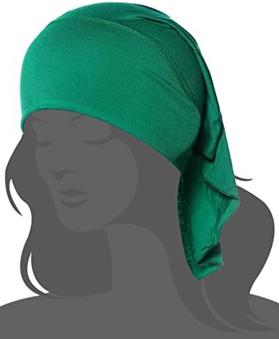 Thiness Women's Ruffle Chemo Hat Beanie Scarf, Turban Headwear for Cancer Patients Green One Size