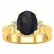 14K Yellow Gold Onyx and Diamond Ring