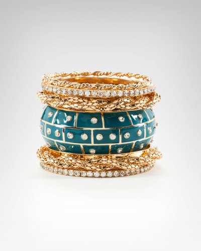 Bebe Large Crystal Enamel Bangle Set