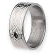 Silver Inlaid Flat Polished Titanium Ring (8.0 mm) With Wood Box - Sizes 7-13.5
