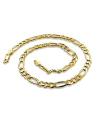 14K Gold Plated Silver Figaro Chain 5.6mm (16", 18", 20", 22", 24", 30" Inch Lengths)