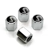 Ford Mustang GT Black Coiled Snake Chrome Tire Stem Valve Caps