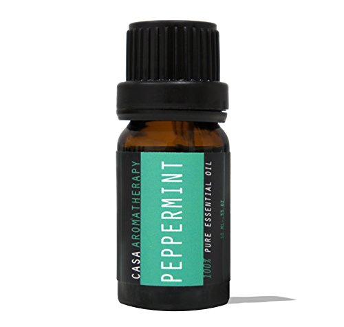 Casa Aromatherapy Peppermint Essential Oil 100% Pure Therapeutic 10ml/0.33oz for Colds/Congestion, Headaches, Sore Muscles, Stress, Energy/Alertness