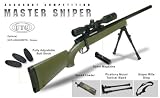 UTG Gen 5 Spring Sniper Rifle Accushot Competition Master Model 700 Pro with Upgraded Bolt FPS-450, Bipod, Green Airsoft Gun