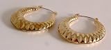 Image of Ladies fashion earrings gold coloured metal hoop design - 11987