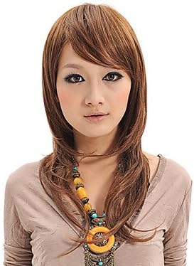 HI GIRL New Sexy Ladies Medium Long Brown Straight Natural Hair Wigs / Wig Cap About 20inch/50cm #4