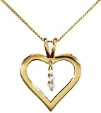 Image of 9ct Yellow Gold Ladies 3 Diamond Heart Pendant & 18