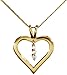 9ct Yellow Gold Ladies 3 Diamond Heart Pendant & 18 Chain