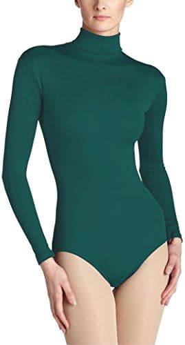Ladies Nylon Turtleneck Bodysuit Womens Long Sleeve Seemless Leotard Top