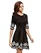 Floerns Women's Casual Half Sleeve Embroidered Flare Dress