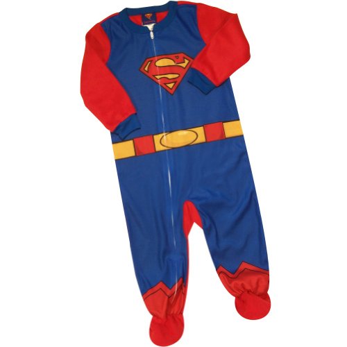  Superman Costume Toddler Boys Footed Blanket Sleeper Pajamas, Blue