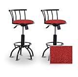 2 24"-29" Red Textured Glitter Fabric Seat Black Adjustable Specialty / Cus ....