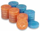 Mother of Pearl Design Backgammon Chips in Amber & Light Blue - 1.25