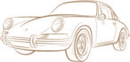 Porsche Sports Car Sketch Vinyl Sticker, Gloss Cocoa 3 ft.