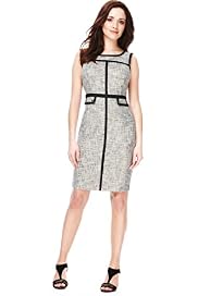Petite Cotton Rich Textured & Tipped A-Line Dress