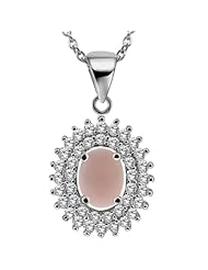 1.99 Ct Oval Cabouchon Pink Opal 925 Sterling Silver Pendant With 18" Chain