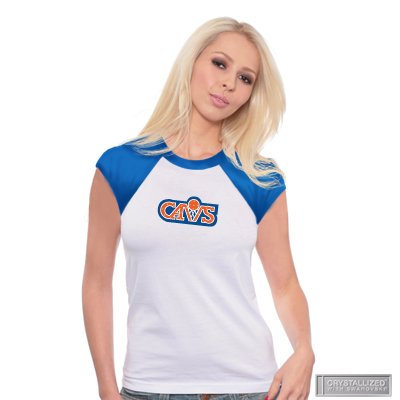 Cleveland Cavaliers Retro Cap Sleeve Raglan with Swarovski Crystal by Majestic Threads