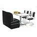 Retro Pedestal Dining Set in Bright Chrome Vinyl: Baron Black