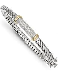14k Yellow Gold Sterling Silver with 1/5ct. Diamond Bangle Bracelet