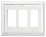 Liberty Hardware 126337 Wood Architectural Triple Decorator Wall Plate, White